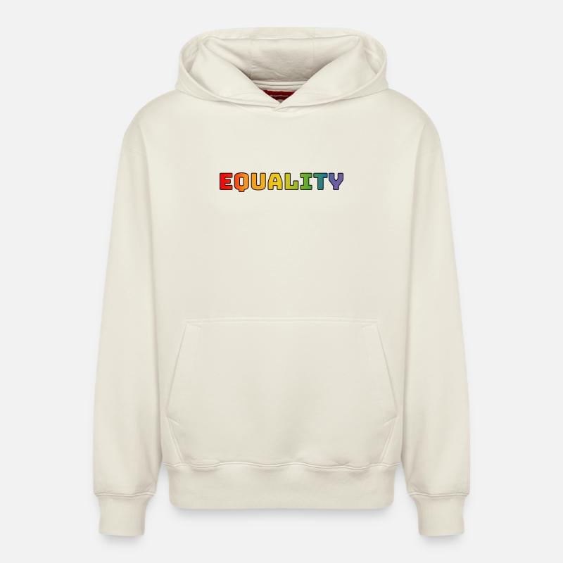 Égalité arc-en-ciel 1 - Sweat à capuche unisexe décontracté en coton biologique – de SPREAD - blanc cassé