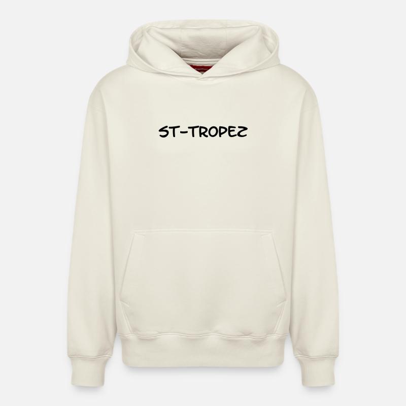 Saint-Tropez ! - Sweat à capuche unisexe décontracté en coton biologique – de SPREAD - blanc cassé