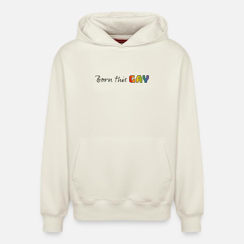 Regenbogen born this gay - Relaxed Unisex Organic Hoodie – von SPREAD - Naturweiß