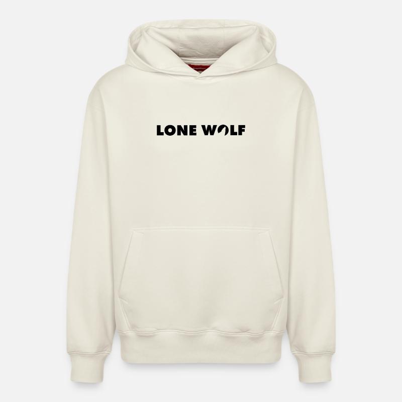 Wolf Lonewolf Lettre en noir - Sweat à capuche unisexe décontracté en coton biologique – de SPREAD - blanc cassé