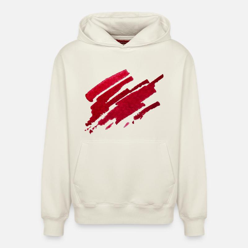 Couleur - Rouge - Abstrait - Sweat à capuche unisexe décontracté en coton biologique – de SPREAD - blanc cassé