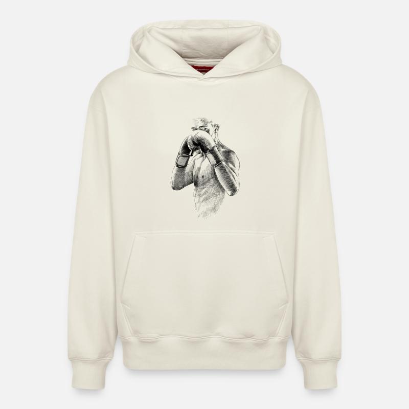 Boxer - Sweat à capuche unisexe décontracté en coton biologique – de SPREAD - blanc cassé