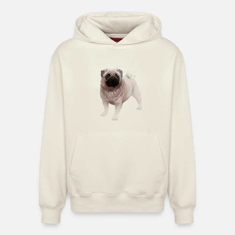 Mops - Relaxed Unisex Organic Hoodie – von SPREAD - Naturweiß