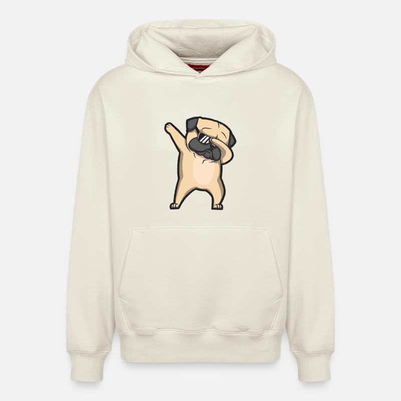 dabbing carlin - Sweat à capuche unisexe décontracté en coton biologique – de SPREAD - blanc cassé
