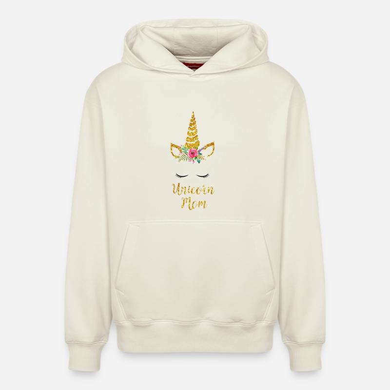 Licorne Maman - Sweat à capuche unisexe décontracté en coton biologique – de SPREAD - blanc cassé