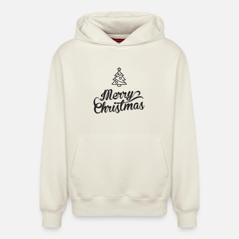 Joyeux joyeux noel - Sweat à capuche unisexe décontracté en coton biologique – de SPREAD - blanc cassé
