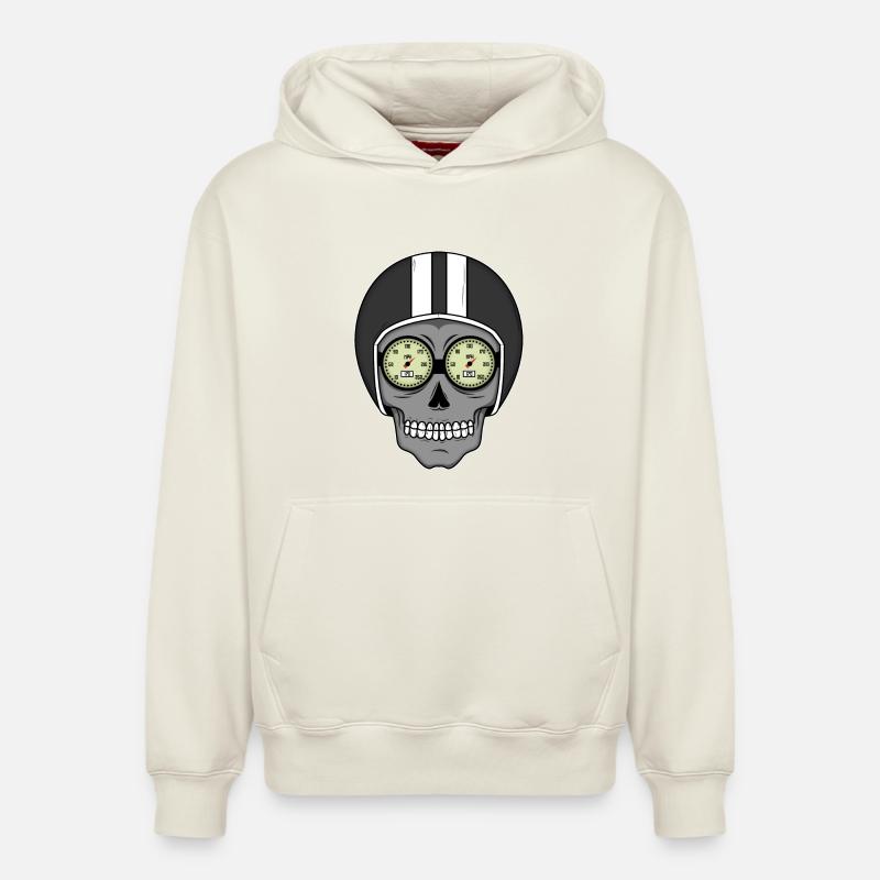 Skull Biker - Design - Sweat à capuche unisexe décontracté en coton biologique – de SPREAD - blanc cassé