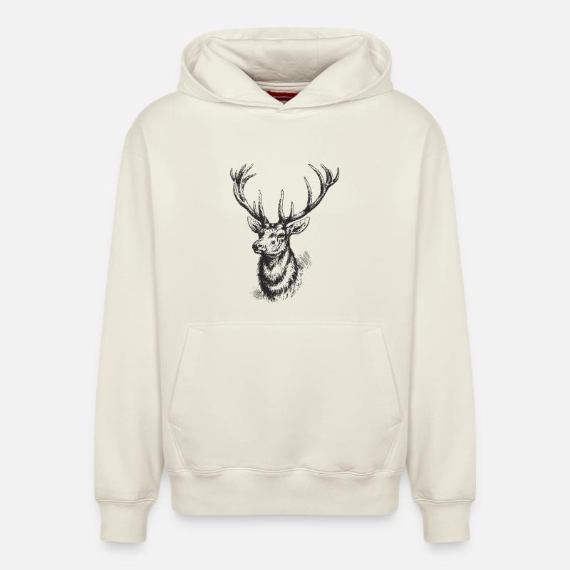 Hirsch - Conception - Sweat à capuche unisexe décontracté en coton biologique – de SPREAD - blanc cassé
