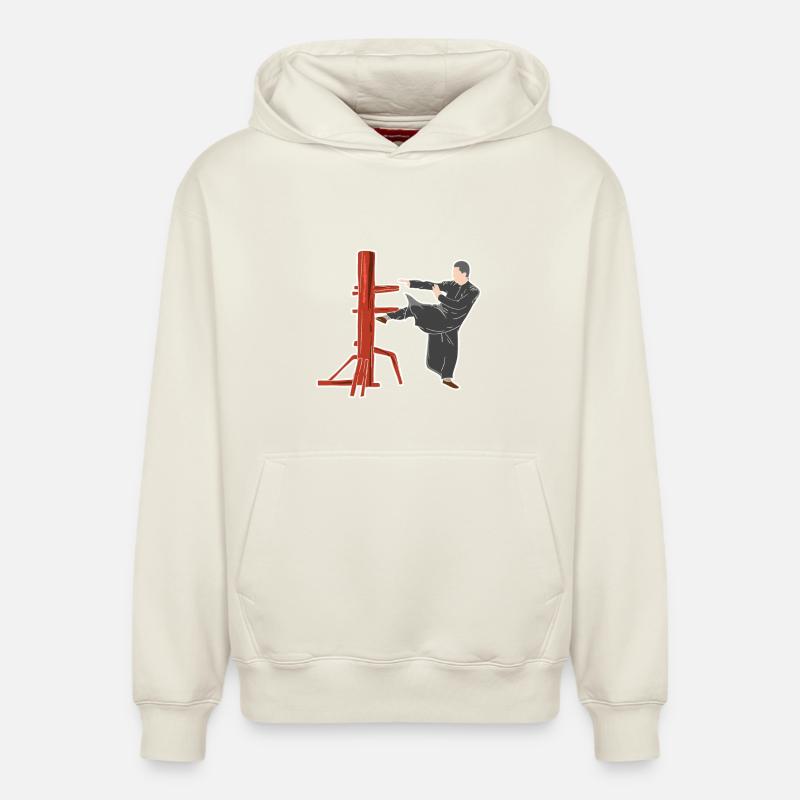 Wing Chun Kampfpose - Relaxed Unisex Organic Hoodie – von SPREAD - Naturweiß