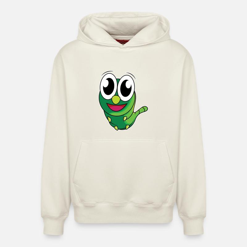 Drôle de chenille - design - Sweat à capuche unisexe décontracté en coton biologique – de SPREAD - blanc cassé