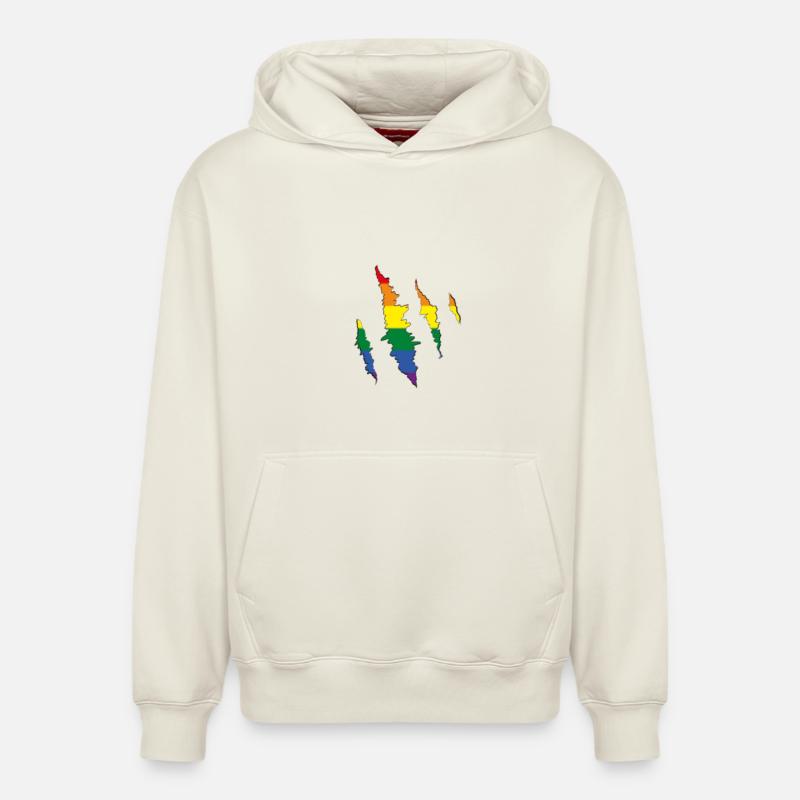 Griffe arc-en-ciel Scratch Trace - Sweat à capuche unisexe décontracté en coton biologique – de SPREAD - blanc cassé