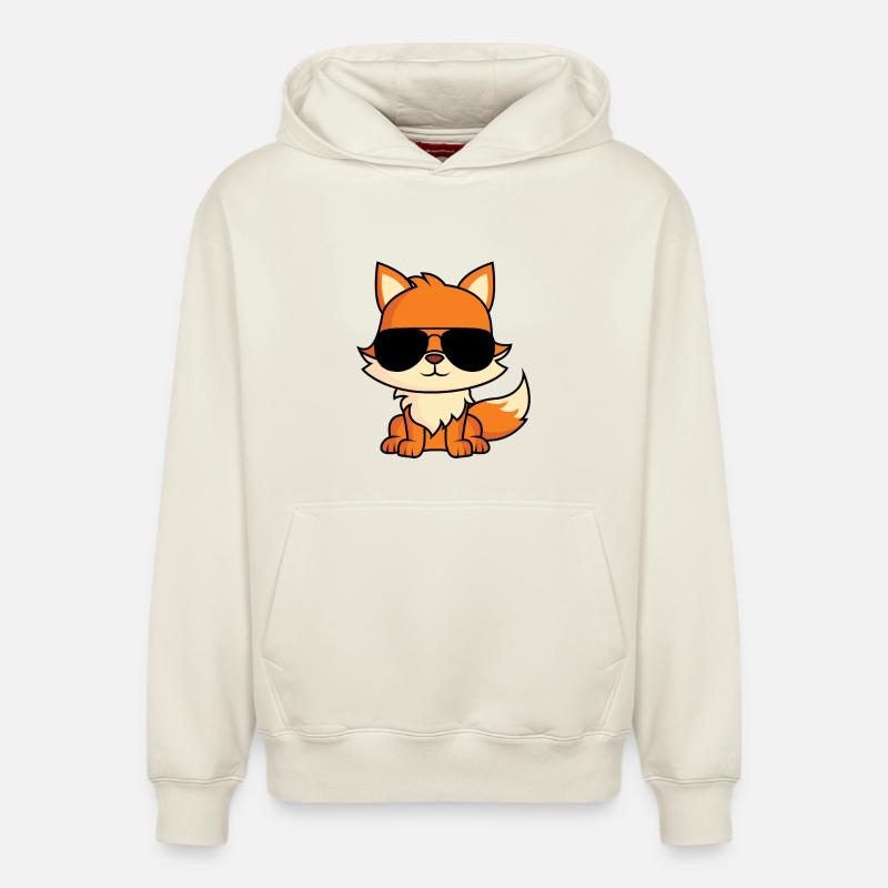 Fuchs mit Pilotenbrille - Relaxed Unisex Organic Hoodie – von SPREAD - Naturweiß