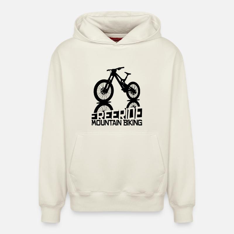 Silhouette de VTT freeride - Sweat à capuche unisexe décontracté en coton biologique – de SPREAD - blanc cassé