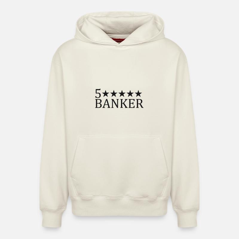 Logo de banquier cinq étoiles - Sweat à capuche unisexe décontracté en coton biologique – de SPREAD - blanc cassé