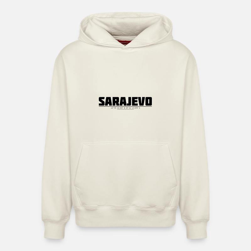 Sarajevo Bih - Sweat à capuche unisexe décontracté en coton biologique – de SPREAD - blanc cassé