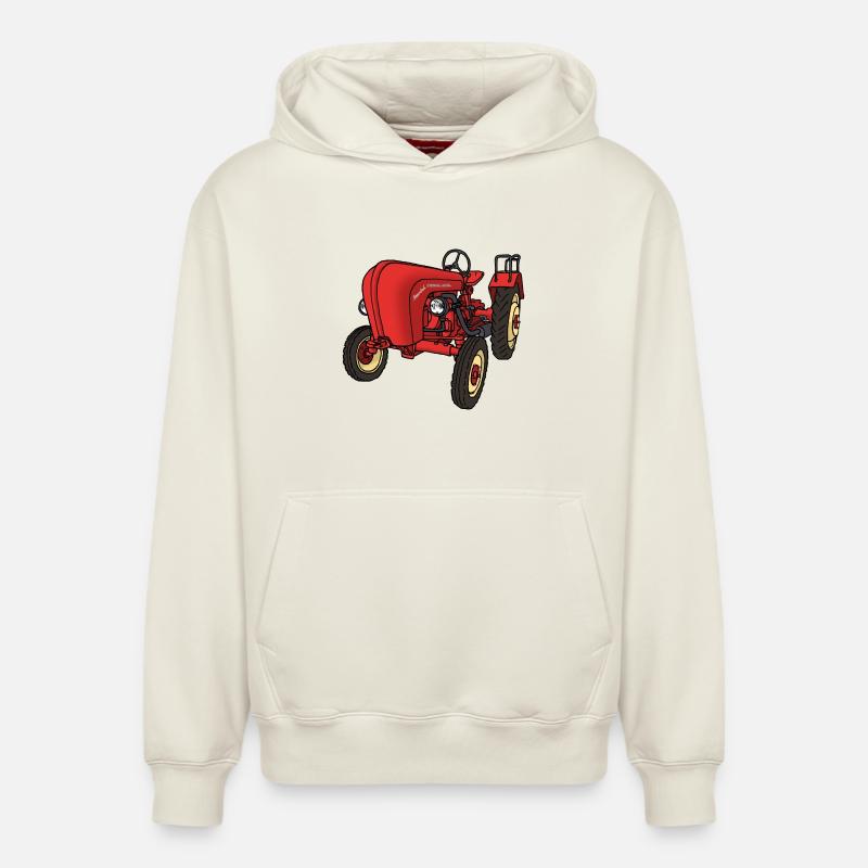 Trecker rouge - Sweat à capuche unisexe décontracté en coton biologique – de SPREAD - blanc cassé