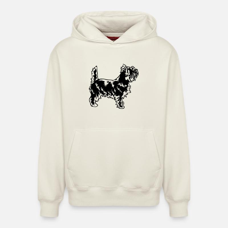 Cairn Terrier - Sweat à capuche unisexe décontracté en coton biologique – de SPREAD - blanc cassé