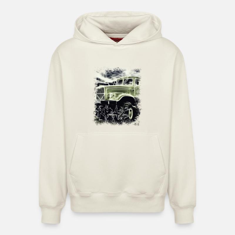 Kraz Truck RDA - Sweat à capuche unisexe décontracté en coton biologique – de SPREAD - blanc cassé