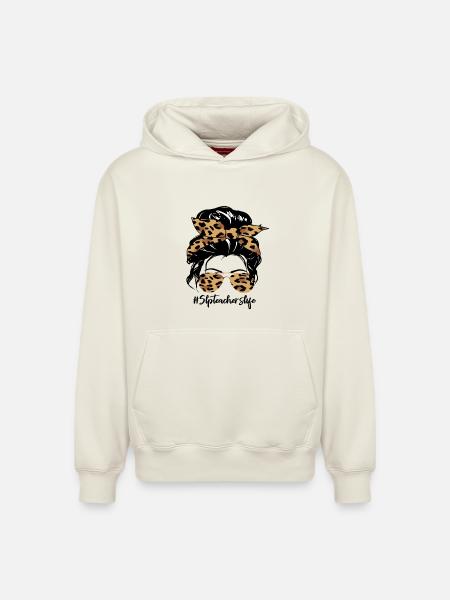 Leopard Bow Hair & Sunglasses - Relaxed Unisex Organic Hoodie – by SPREAD - off white