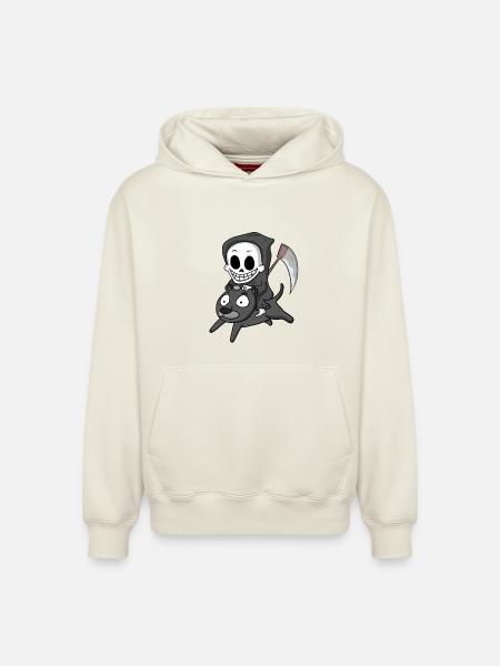 Sensenmann und Schwarzer Panther - Relaxed Unisex Organic Hoodie – von SPREAD - Naturweiß