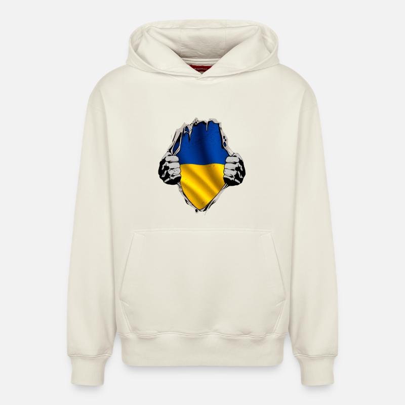 L’Ukraine sous le maillot - Sweat à capuche unisexe décontracté en coton biologique – de SPREAD - blanc cassé