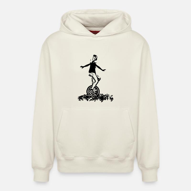 Fille monocycle - Sweat à capuche unisexe décontracté en coton biologique – de SPREAD - blanc cassé