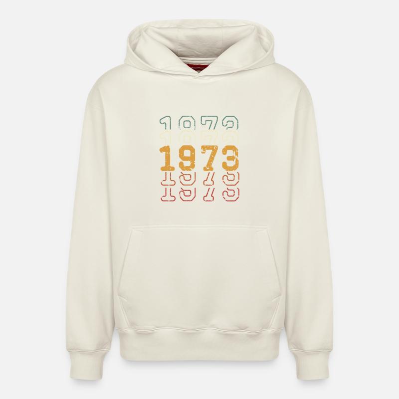 1973 - Sweat à capuche unisexe décontracté en coton biologique – de SPREAD - blanc cassé