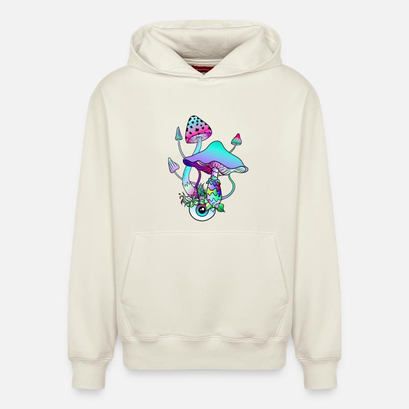 Champignons magiques Art psychédélique - Sweat à capuche unisexe décontracté en coton biologique – de SPREAD - blanc cassé