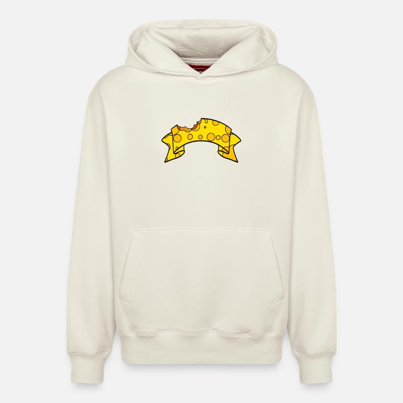 Bannières de fromage - Sweat à capuche unisexe décontracté en coton biologique – de SPREAD - blanc cassé