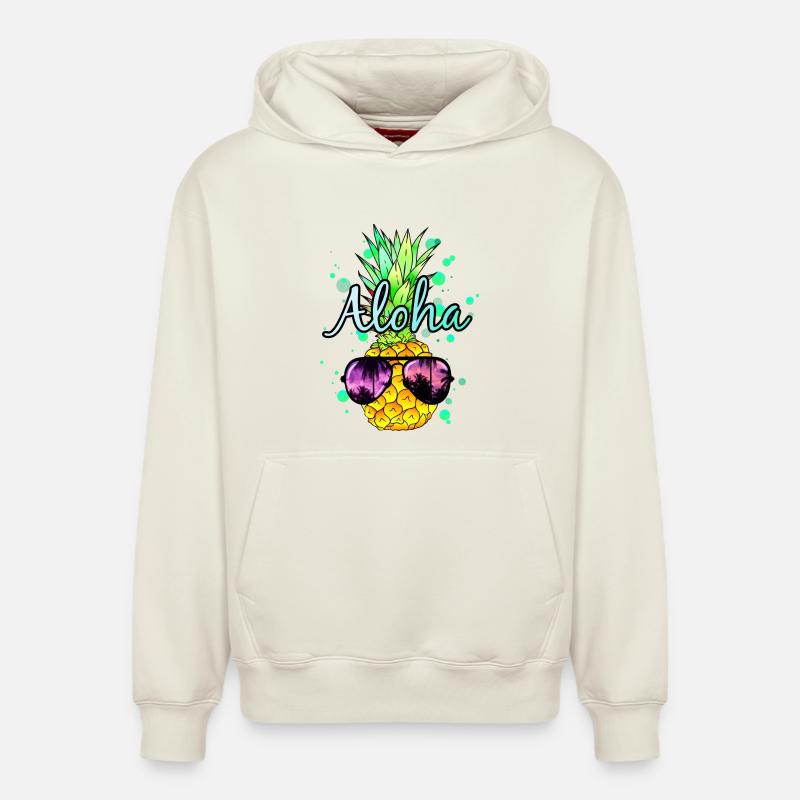 Ananas Aloha - Sweat à capuche unisexe décontracté en coton biologique – de SPREAD - blanc cassé