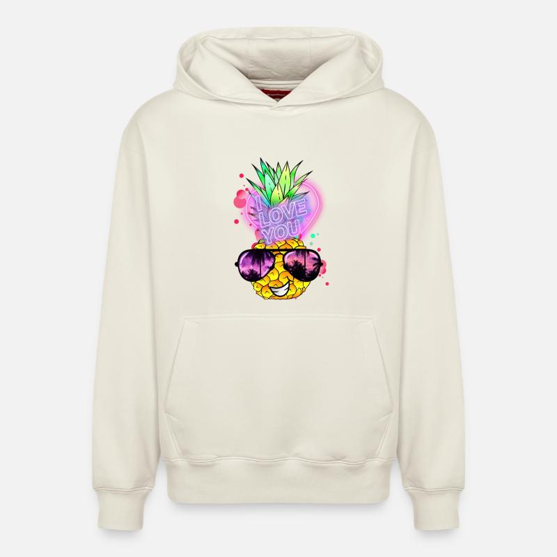 Ananas amoureux - Sweat à capuche unisexe décontracté en coton biologique – de SPREAD - blanc cassé