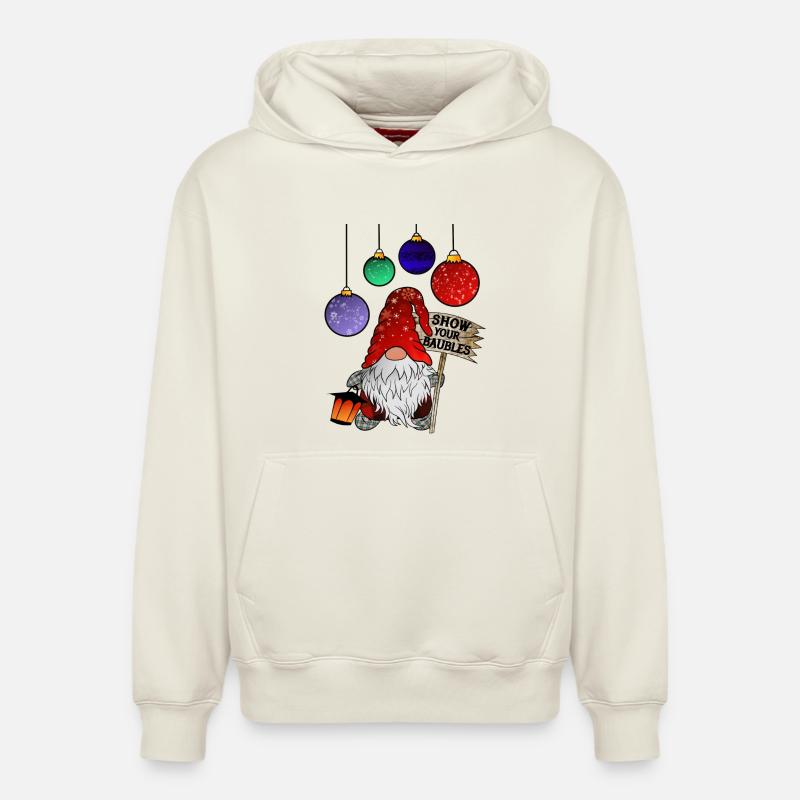 Gnome Noël Nain Joyeux Noël - Sweat à capuche unisexe décontracté en coton biologique – de SPREAD - blanc cassé