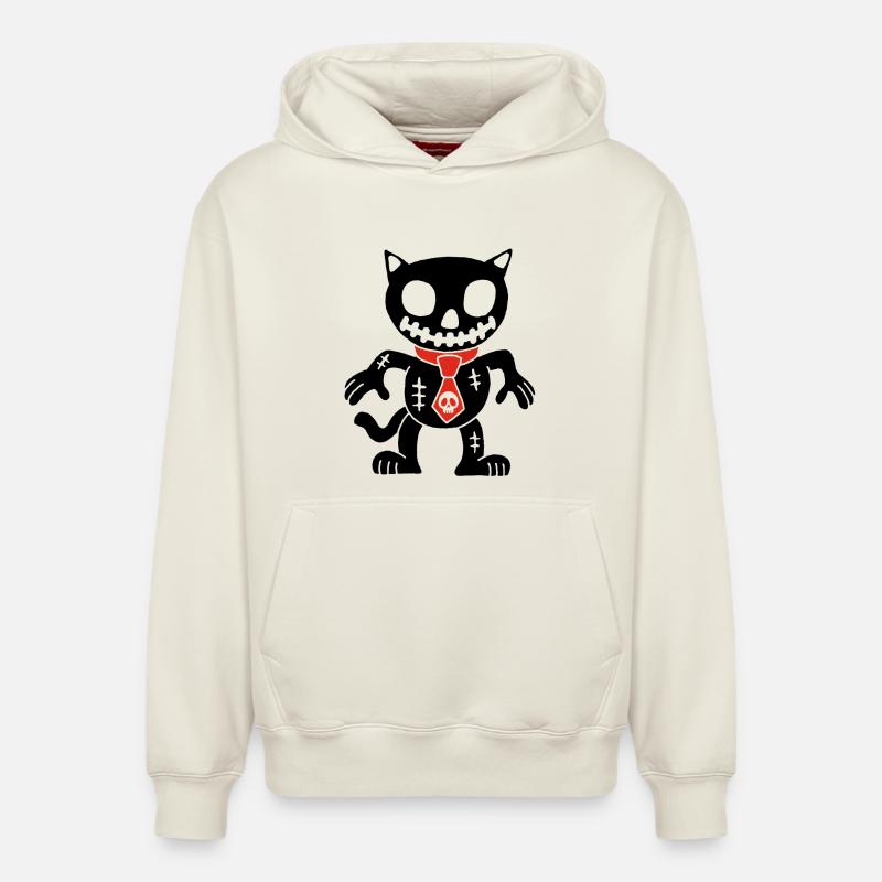 Chat noir poupée vaudou - Sweat à capuche unisexe décontracté en coton biologique – de SPREAD - blanc cassé