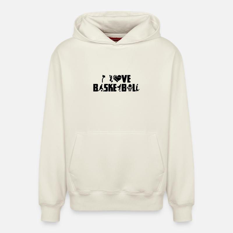 Basket-ball - Sweat à capuche unisexe décontracté en coton biologique – de SPREAD - blanc cassé