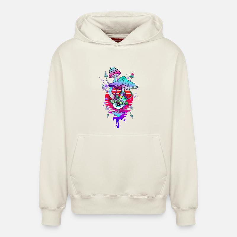 Champignons Magiques Champignons Psychédéliques - Sweat à capuche unisexe décontracté en coton biologique – de SPREAD - blanc cassé