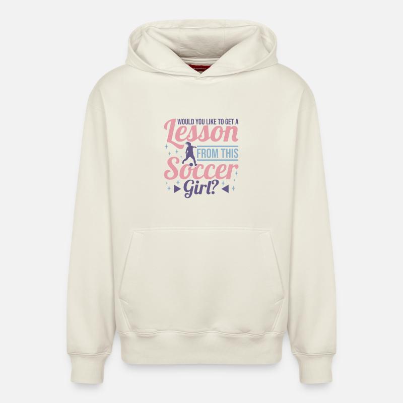 Footballeur - Sweat à capuche unisexe décontracté en coton biologique – de SPREAD - blanc cassé