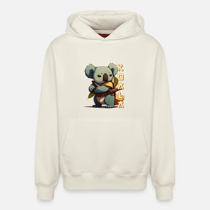 Samouraï Koala avec lettrage - Sweat à capuche unisexe décontracté en coton biologique – de SPREAD - blanc cassé