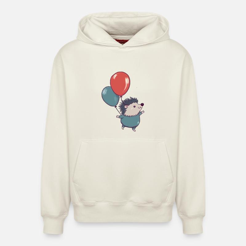 Petit hérisson avec ballons - Sweat à capuche unisexe décontracté en coton biologique – de SPREAD - blanc cassé