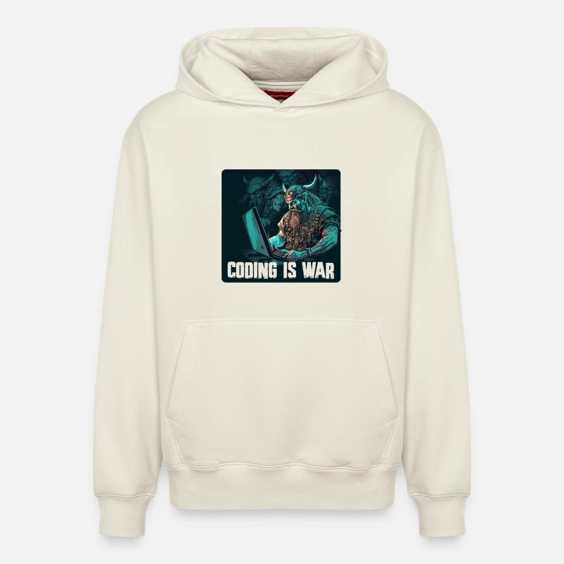Programmier Wikinger - Relaxed Unisex Organic Hoodie – von SPREAD - Naturweiß