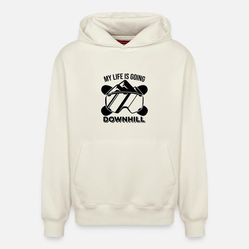 Drôle de blague de snowboard - Sweat à capuche unisexe décontracté en coton biologique – de SPREAD - blanc cassé