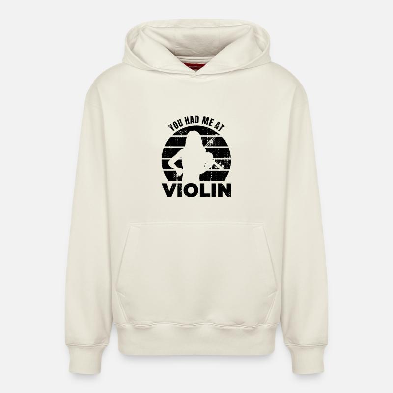 Tu m’avais au violon - Sweat à capuche unisexe décontracté en coton biologique – de SPREAD - blanc cassé
