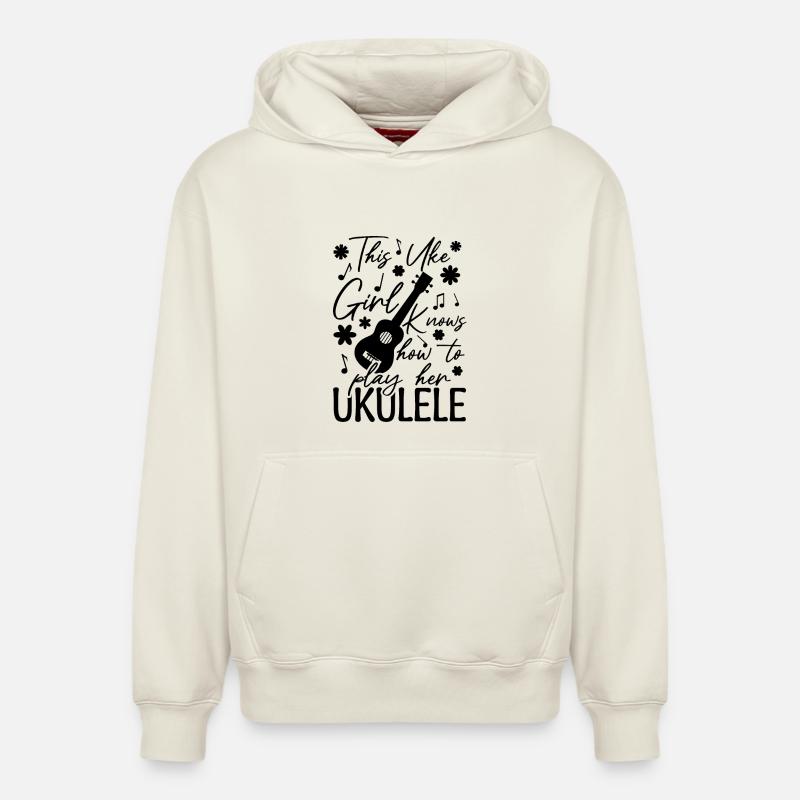 Ukulele Mädchen - Relaxed Unisex Organic Hoodie – von SPREAD - Naturweiß