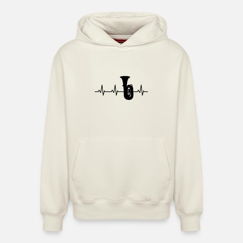 Tuba ECG Heartbeat - Sweat à capuche unisexe décontracté en coton biologique – de SPREAD - blanc cassé