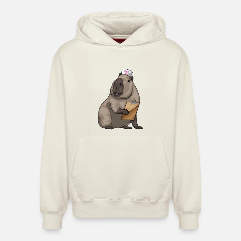 Capybara infirmière bloc-notes - Sweat à capuche unisexe décontracté en coton biologique – de SPREAD - blanc cassé