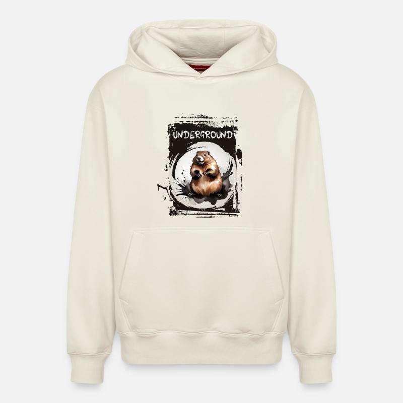 Underground Murmeltier - Relaxed Unisex Organic Hoodie – von SPREAD - Naturweiß