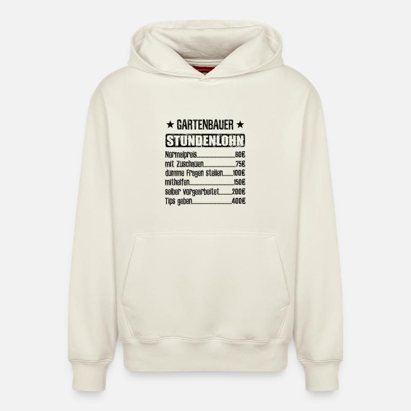 Stundenlohn Gartenbauer Beruf - Spruch - Relaxed Unisex Organic Hoodie – von SPREAD - Naturweiß