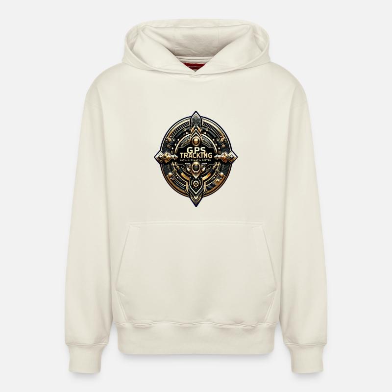 Autocollant de suivi GPS - Sweat à capuche unisexe décontracté en coton biologique – de SPREAD - blanc cassé