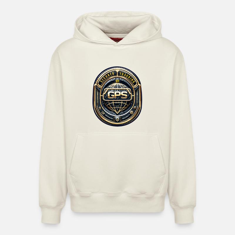 GPS-Tracking Warnaufkleber - Relaxed Unisex Organic Hoodie – von SPREAD - Naturweiß