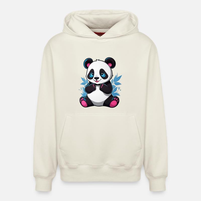 Panda - Sweat à capuche unisexe décontracté en coton biologique – de SPREAD - blanc cassé