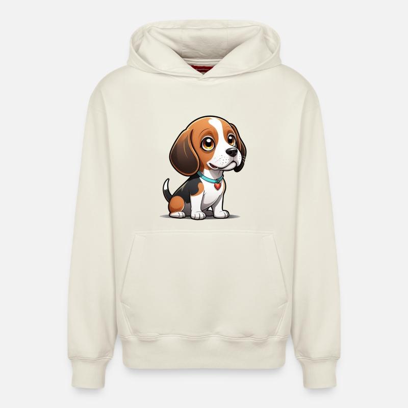 Chiot Beagle Heart - Sweat à capuche unisexe décontracté en coton biologique – de SPREAD - blanc cassé